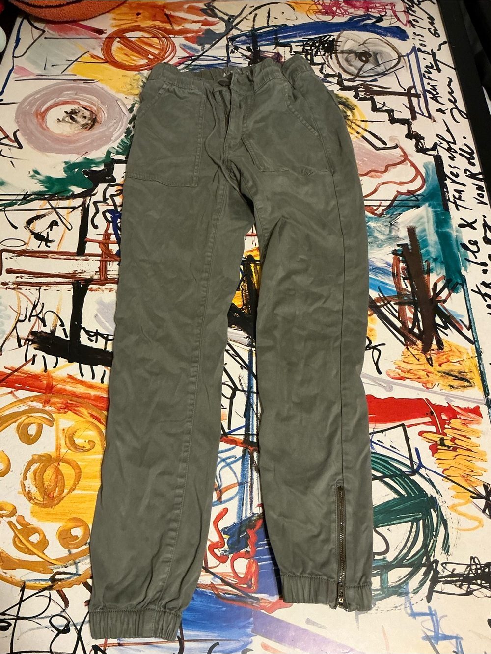 Olive Green Utility Jogger Pants